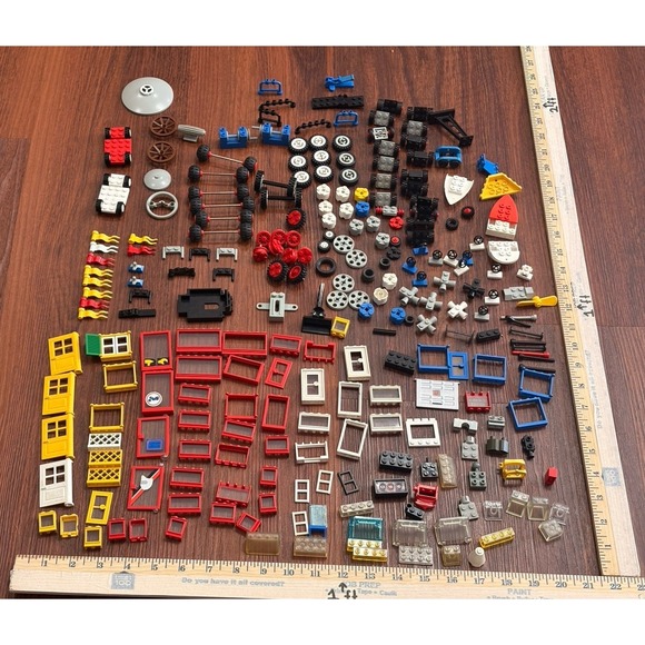 Lego Other - Lego Pieces Lot Tires Axle Door Window Flag Boat Steering Wheel Propeller Pulley